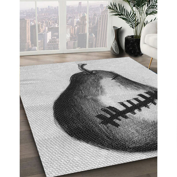 Patterned Platinum Gray Novelty Rug in Family Room, pat2673