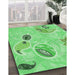 Machine Washable Transitional Green Rug in a Family Room, wshpat2674grn