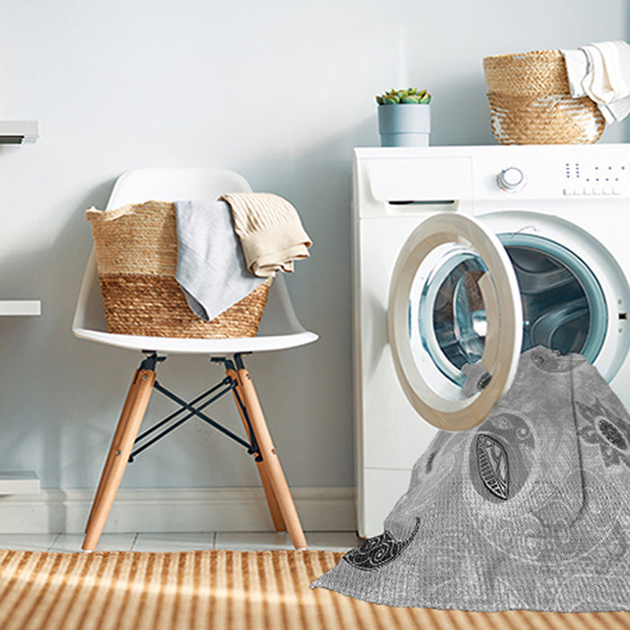 Machine Washable Transitional Gunmetal Gray Rug in a Washing Machine, wshpat2674gry