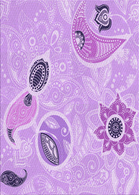 Machine Washable Transitional Purple Rug, wshpat2674pur