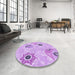 Round Patterned Purple Rug in a Office, pat2674pur