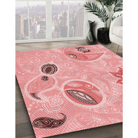 Patterned Baby Pink Rug, pat2674rd