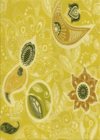 Machine Washable Transitional Bold Yellow Rug, wshpat2674yw