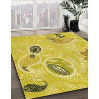 Patterned Bold Yellow Rug, pat2674yw