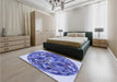 Patterned Blue Rug in a Bedroom, pat2675blu