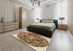 Patterned Brown Red Rug in a Bedroom, pat2675brn