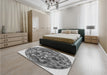 Patterned Cloud Gray Rug in a Bedroom, pat2675gry