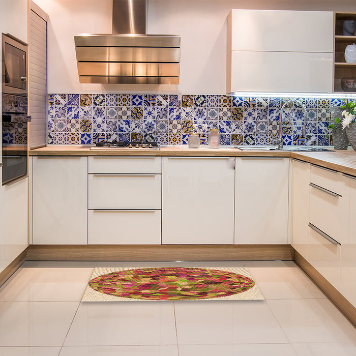 Patterned Red Rug in a Kitchen, pat2675org