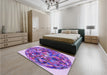 Round Machine Washable Transitional Dark Orchid Purple Rug in a Office, wshpat2675pur