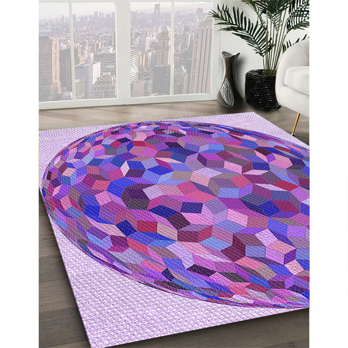 Patterned Dark Orchid Purple Rug in Family Room, pat2675pur