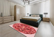 Patterned Red Rug in a Bedroom, pat2675rd