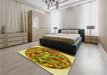 Patterned Mahogany Brown Rug in a Bedroom, pat2675yw