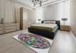 Machine Washable Transitional Green Rug in a Bedroom, wshpat2675