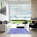 Square Patterned Jeans Blue Rug in a Living Room, pat2676blu