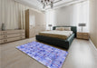 Patterned Jeans Blue Rug in a Bedroom, pat2676blu