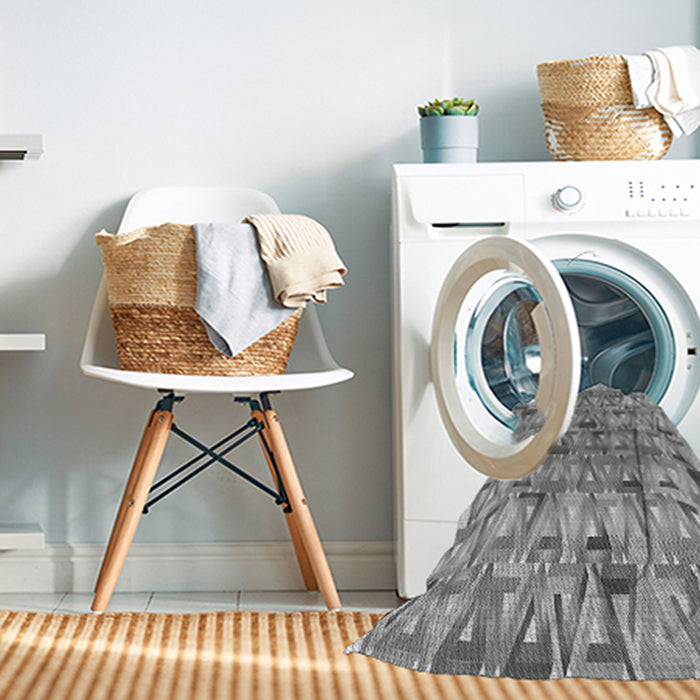 Machine Washable Transitional Silver Gray Rug in a Washing Machine, wshpat2676gry