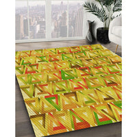 Patterned Golden Brown Yellow Rug, pat2676yw