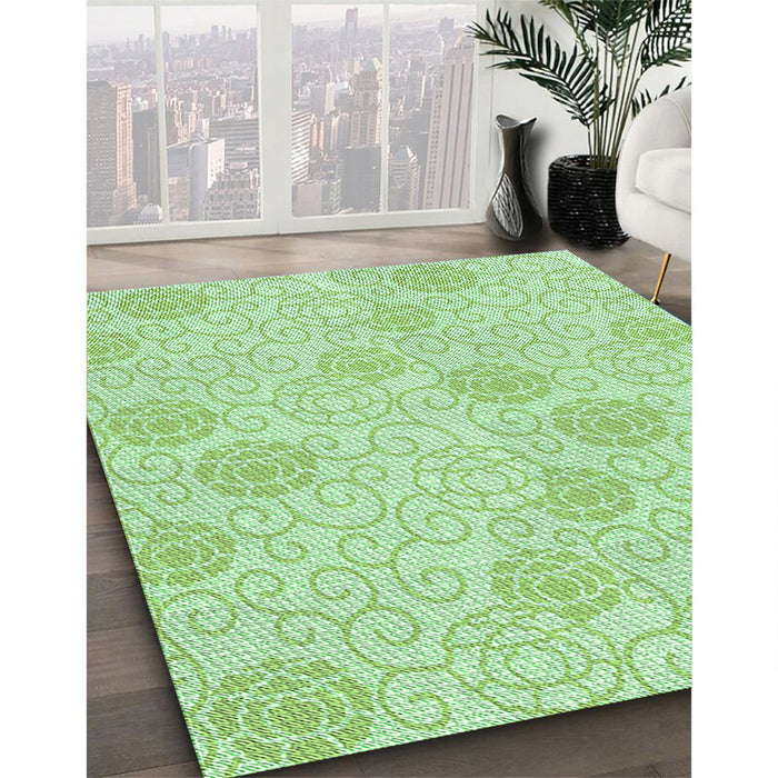 Patterned Mint Green Rug in Family Room, pat2677grn
