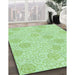 Machine Washable Transitional Mint Green Rug in a Family Room, wshpat2677grn