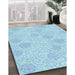 Patterned Crystal Blue Rug in Family Room, pat2677lblu