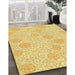 Machine Washable Transitional Mustard Yellow Rug in a Family Room, wshpat2677yw