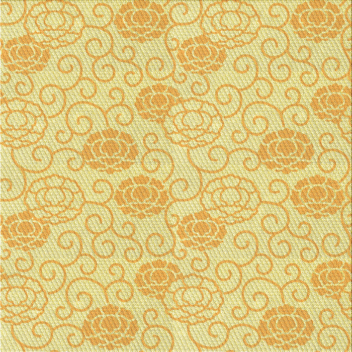 Round Machine Washable Transitional Mustard Yellow Rug, wshpat2677yw