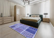 Patterned Slate Blue Rug in a Bedroom, pat2678blu