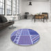 Round Patterned Slate Blue Rug in a Office, pat2678blu