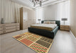 Patterned Saddle Brown Rug in a Bedroom, pat2678brn