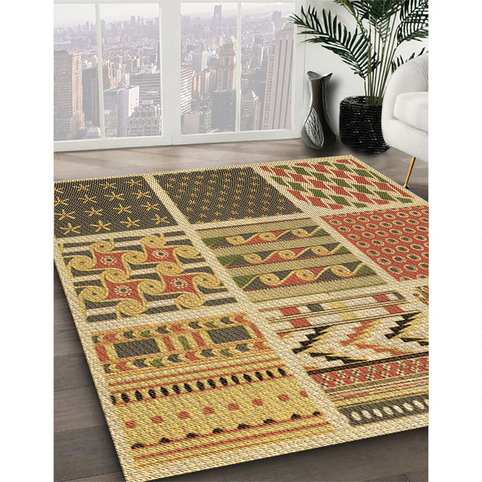 Machine Washable Transitional Saddle Brown Rug in a Family Room, wshpat2678brn