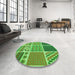 Round Patterned Emerald Green Rug in a Office, pat2678grn