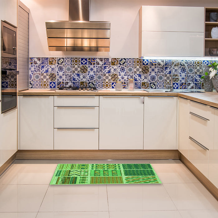 Patterned Emerald Green Rug in a Kitchen, pat2678grn