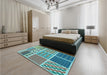 Patterned Turquoise Green Rug in a Bedroom, pat2678lblu