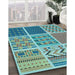 Patterned Turquoise Green Rug in Family Room, pat2678lblu
