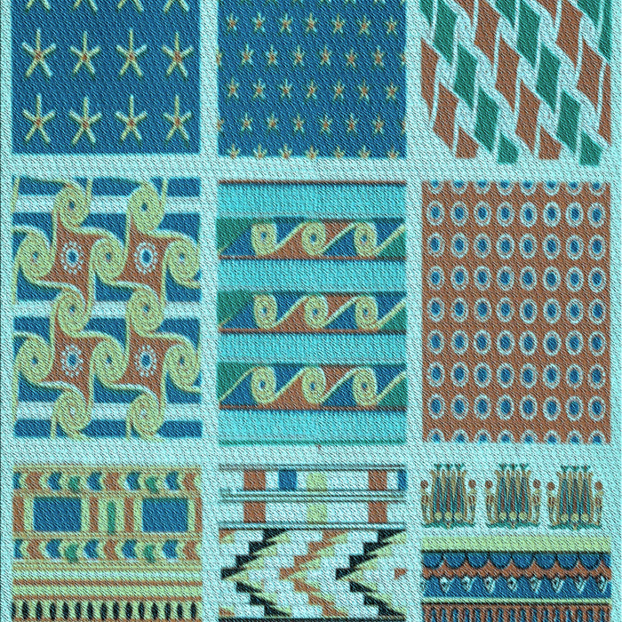 Patterned Turquoise Green Rug, pat2678lblu