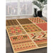 Patterned Orange Rug in Family Room, pat2678org