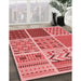 Patterned Light Coral Pink Rug in Family Room, pat2678rd