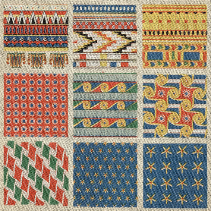 Square Patterned Tan Brown Novelty Rug, pat2678