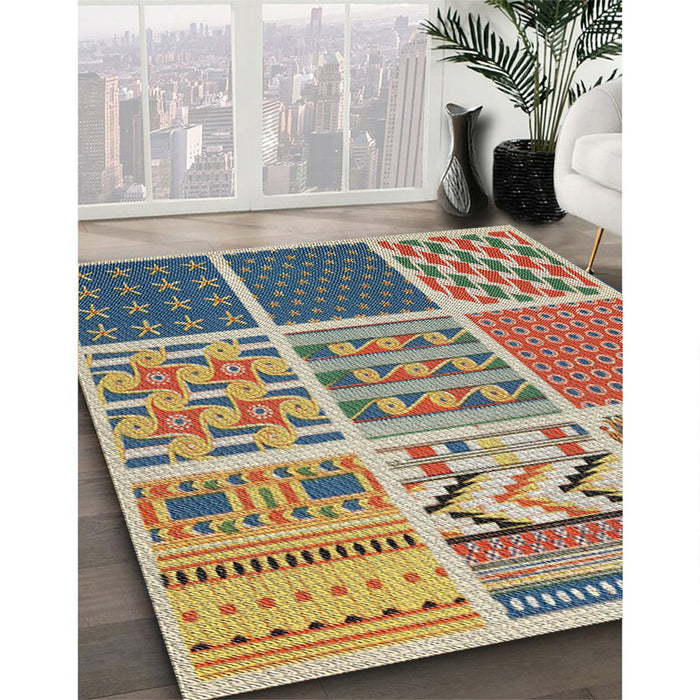Patterned Tan Brown Novelty Rug in Family Room, pat2678