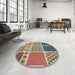 Round Patterned Tan Brown Novelty Rug in a Office, pat2678