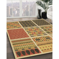 Patterned Yellow Rug, pat2679brn