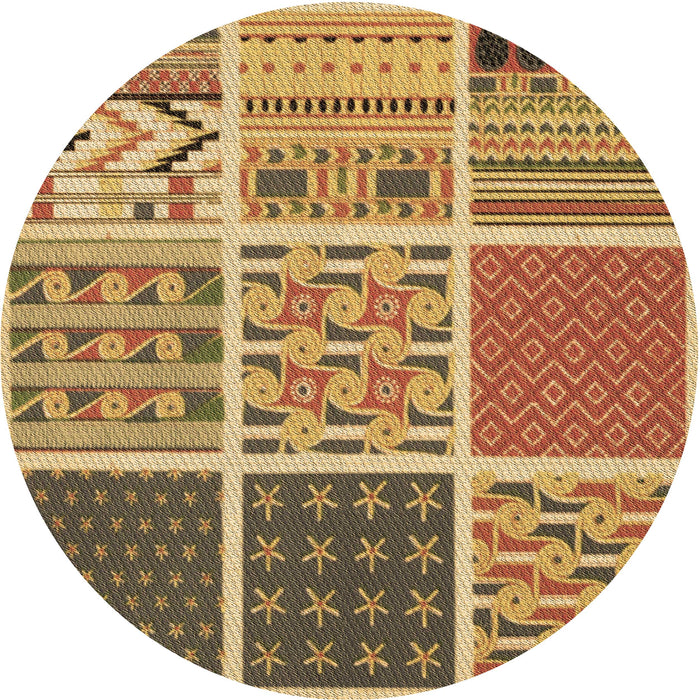 Square Patterned Yellow Rug, pat2679brn