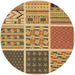 Square Patterned Yellow Rug, pat2679brn