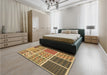 Patterned Yellow Rug in a Bedroom, pat2679brn