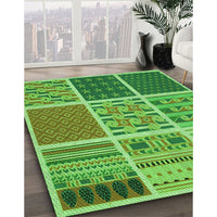 Patterned Emerald Green Rug, pat2679grn