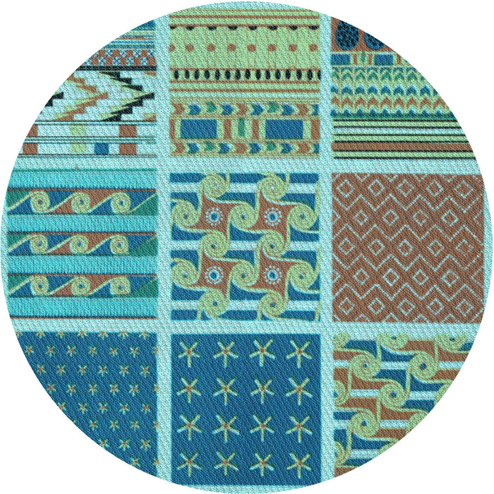 Square Machine Washable Transitional Turquoise Green Rug in a Living Room, wshpat2679lblu