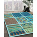Patterned Turquoise Green Rug in Family Room, pat2679lblu