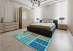 Patterned Turquoise Green Rug in a Bedroom, pat2679lblu