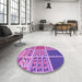 Round Patterned Violet Purple Rug in a Office, pat2679pur