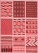 Machine Washable Transitional Red Rug, wshpat2679rd